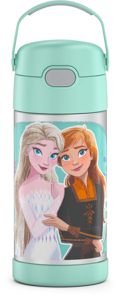 THERMOS FUNTAINER Water Bottle with Straw - 12 Ounce Frozen 2 - Kids Stainless Steel Vacuum Insulated Water Bottle with Lid